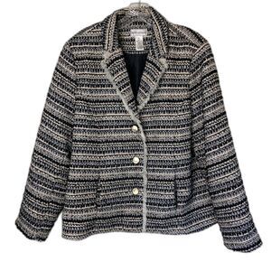 Drapers and Damons Boucle Metallic Thread Fringe Tweed Blazer Jacket SZ XL